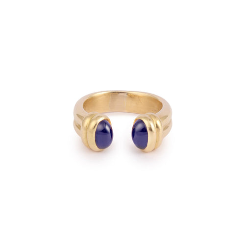 Bague 53 Bague vintage ouverte en or jaune et saphirs cabochons 58 Facettes BSA112