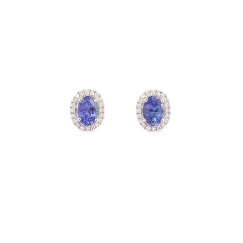 Boucles d'oreilles Clous d'oreilles en or gris, tanzanites et diamants 58 Facettes BO264
