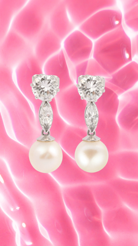 Boucles d'oreilles Boucles d'oreilles transformables en or gris, platine, diamants et perles 58 Facettes BO265