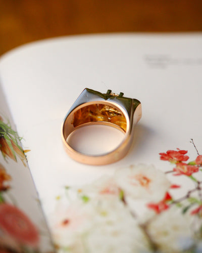Bague 54.5 Bague Tank Solitaire en or rose 750 millièmes avec diamant taille ancienne 58 Facettes A12094