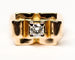 Bague 54.5 Bague Tank Solitaire en or rose 750 millièmes avec diamant taille ancienne 58 Facettes A12094