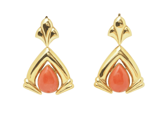 Boucles d'oreilles Boucles d'oreilles pendantes en or jaune et corail 58 Facettes 29894