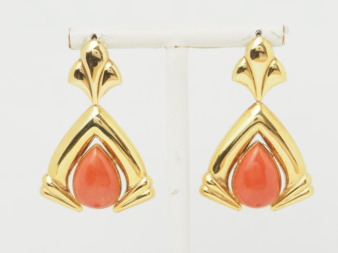 Boucles d'oreilles Boucles d'oreilles pendantes en or jaune et corail 58 Facettes 29894