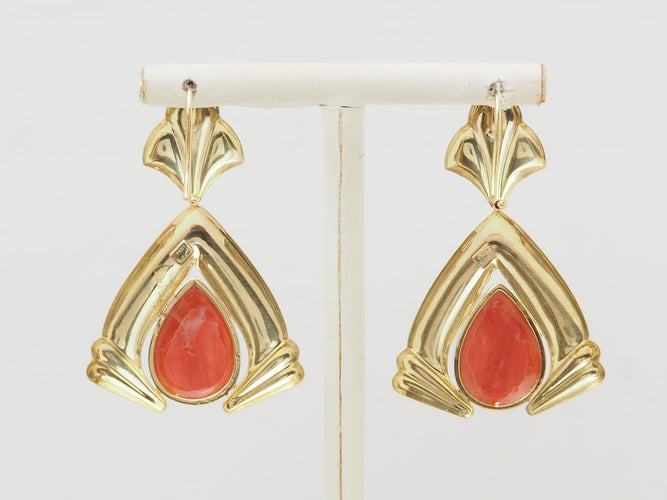 Boucles d'oreilles Boucles d'oreilles pendantes en or jaune et corail 58 Facettes 29894