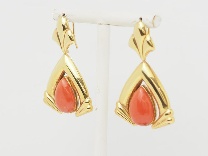 Boucles d'oreilles Boucles d'oreilles pendantes en or jaune et corail 58 Facettes 29894