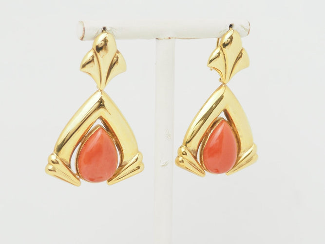 Boucles d'oreilles Boucles d'oreilles pendantes en or jaune et corail 58 Facettes 29894