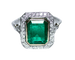 Bague 57.5 Bague Art déco émeraude et diamants, or jaune 750 et platine 58 Facettes A12166