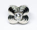 Bague 45 Bague dôme godronnée en or blanc 750 avec diamant taille ancienne 58 Facettes A12138