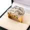 58 Bague plaque géométrique rétro en or jaune 18k, platine et diamants 58 Facettes A4F65C224C8A4F5F969A6C561F2E79AA
