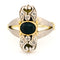 Bague 56 Bague Art déco en or jaune et blanc 14k, saphir et diamants taille rose 58 Facettes CEF12668139F47BAB5765912EA1DCAE0