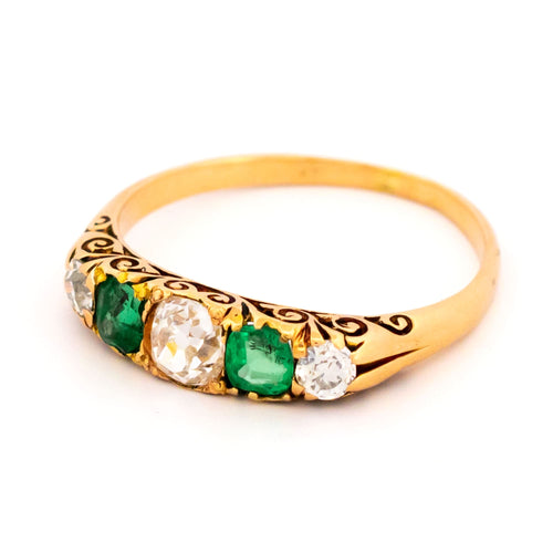 Bague 58 Bague rang diamant taille ancienne et émeraudes en or 14 carats 58 Facettes BB0157F47BE14748A466421F5179F9C2