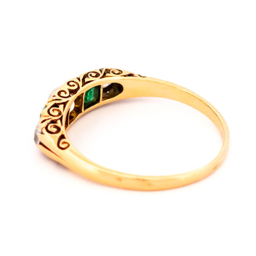 Bague 58 Bague rang diamant taille ancienne et émeraudes en or 14 carats 58 Facettes BB0157F47BE14748A466421F5179F9C2