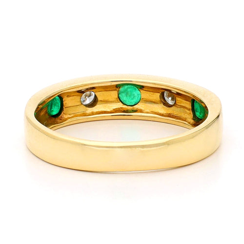 52 Bague gypsy vintage en or jaune 18k, émeraudes et diamants 58 Facettes D02162999F8B4C4A8F8C74761A84DC93