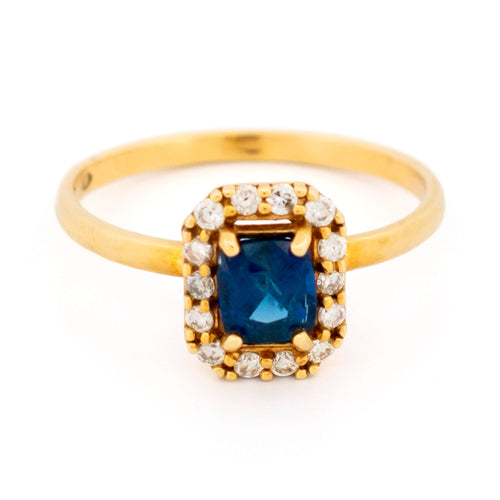 Bague 54 Bague en or jaune 14k avec saphir et diamants taille brillant 58 Facettes F568FB4BA2374DE892284B6AB28AD8B7