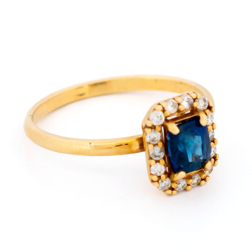 Bague 54 Bague en or jaune 14k avec saphir et diamants taille brillant 58 Facettes F568FB4BA2374DE892284B6AB28AD8B7