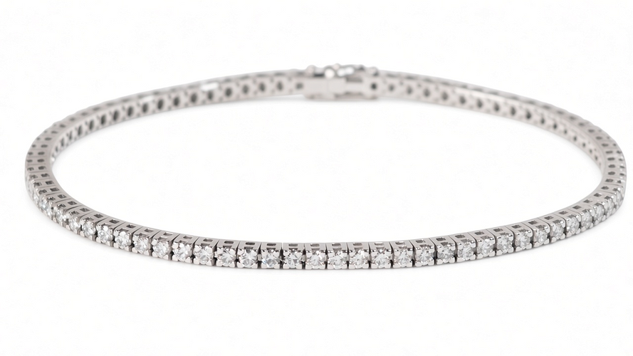 Bracelet Bracelet rivière en or blanc 18 carats avec diamants, 2,50 ct 58 Facettes 32430