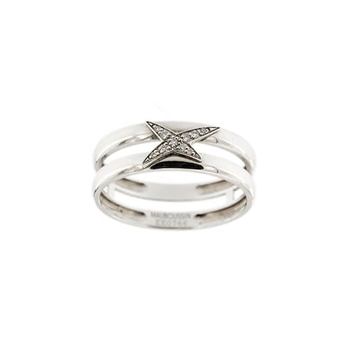 57 Mauboussin Étoilement Divine - Bague double en or blanc et diamants 58 Facettes 38565