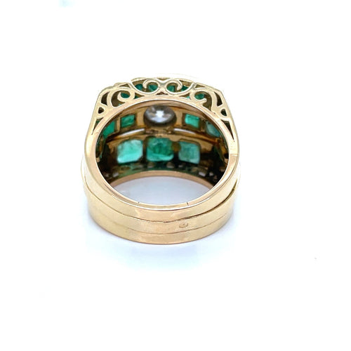 Bague 58 Tank - Bague en or jaune, émeraudes et diamant 58 Facettes 00986