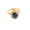 Bague entourage en or jaune 585 avec saphir et diamants