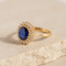 Bague 57 Bague entourage en or jaune 585 avec saphir et diamants 58 Facettes HJ062601