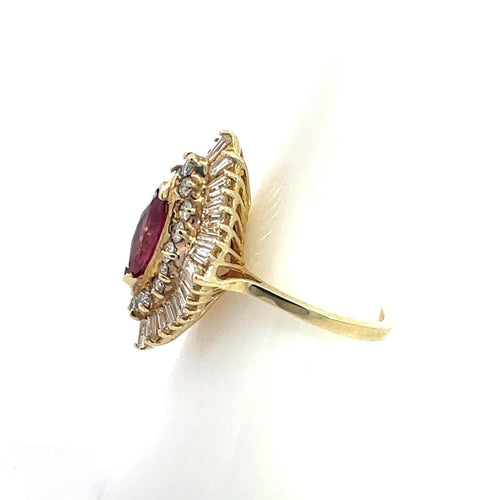 Bague 53 Bague vintage en or 14K avec rubis et diamants 58 Facettes