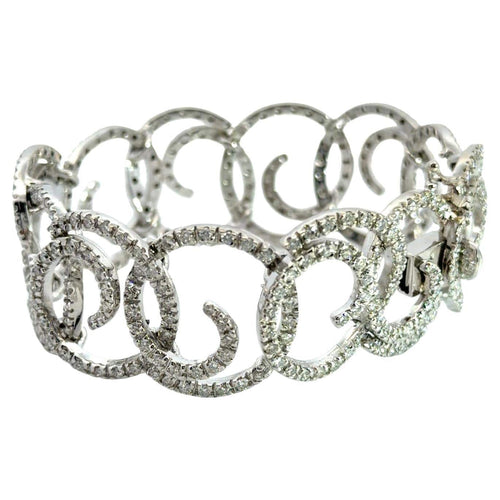 Bracelet Bracelet tourbillon en or blanc 14k et diamants 58 Facettes