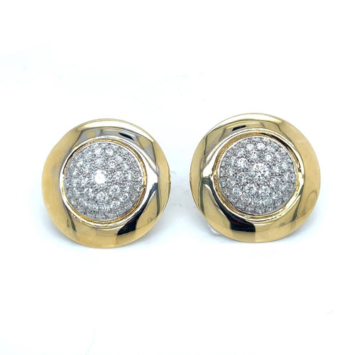 Boucles d'oreilles Boucles d'oreilles vintage en or jaune 18k et diamants pavés 58 Facettes