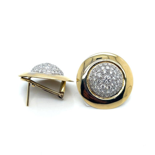 Boucles d'oreilles Boucles d'oreilles vintage en or jaune 18k et diamants pavés 58 Facettes