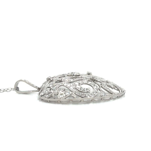 Pendentif Pendentif cœur Art déco en platine et diamants 58 Facettes