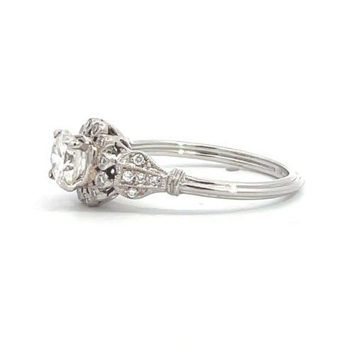 Bague 53 Rosetta - Bague de fiançailles en or blanc 14k et diamant 58 Facettes