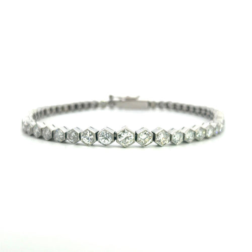 Bracelet Bracelet tennis en platine et diamants taille ronde 58 Facettes