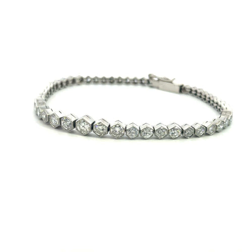 Bracelet Bracelet tennis en platine et diamants taille ronde 58 Facettes