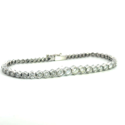 Bracelet Bracelet tennis en platine et diamants taille ronde 58 Facettes