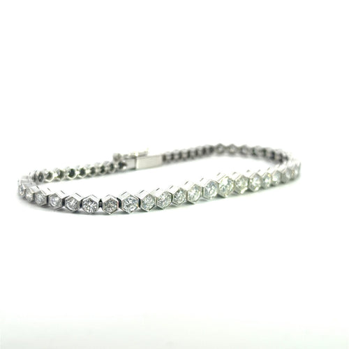 Bracelet Bracelet tennis en platine et diamants taille ronde 58 Facettes