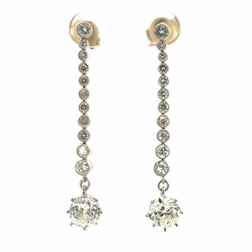 Boucles d'oreilles Art déco - Boucles d'oreilles pendantes en platine et diamants 58 Facettes