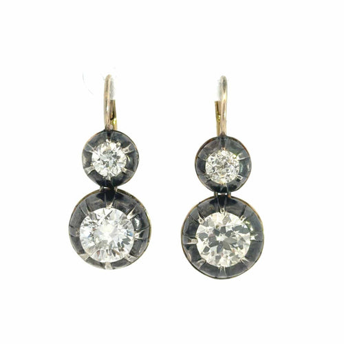 Boucles d'oreilles Victorian - Boucles d'oreilles en argent et or, diamants 9,20 ct 58 Facettes