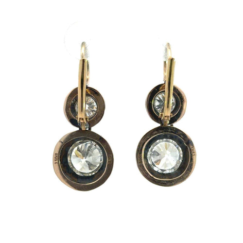 Boucles d'oreilles Victorian - Boucles d'oreilles en argent et or, diamants 9,20 ct 58 Facettes