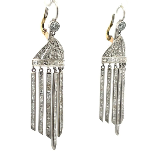 Boucles d'oreilles Art déco - Boucles d'oreilles chandelier en platine et diamants 58 Facettes
