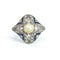 Bague 54 Art déco - Bague en platine avec perle, diamants et saphirs 58 Facettes