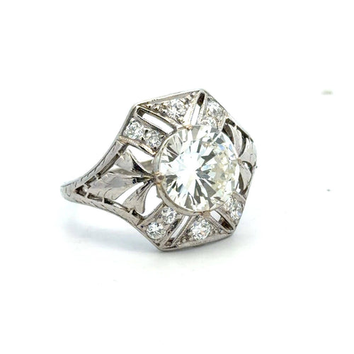 Bague 53 Art déco - Bague en platine et diamant 58 Facettes