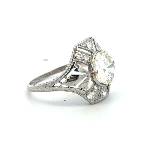 Bague 53 Art déco - Bague en platine et diamant 58 Facettes