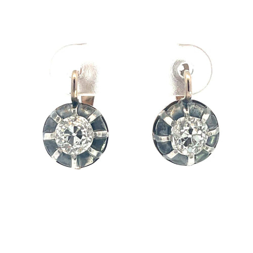 Boucles d'oreilles Boucles d'oreilles en argent et or avec diamants taille ancienne 58 Facettes