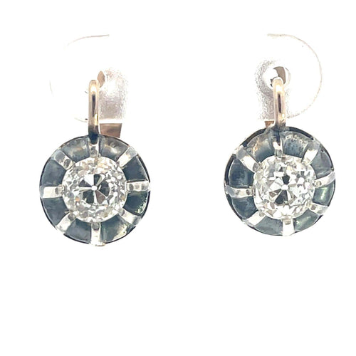 Boucles d'oreilles Boucles d'oreilles en argent et or avec diamants taille ancienne 58 Facettes