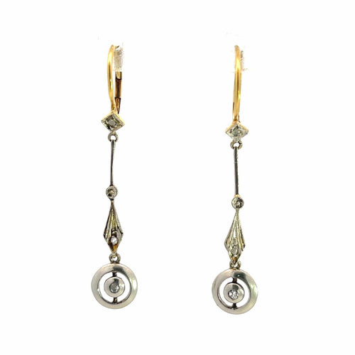 Boucles d'oreilles Boucles d'oreilles pendantes victoriennes en or 18 ct, platine et diamants 58 Facettes