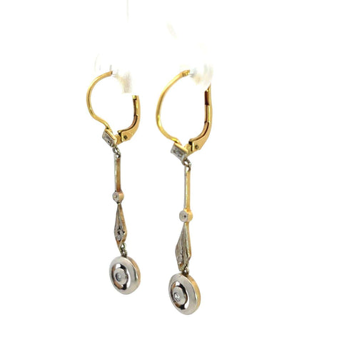 Boucles d'oreilles Boucles d'oreilles pendantes victoriennes en or 18 ct, platine et diamants 58 Facettes