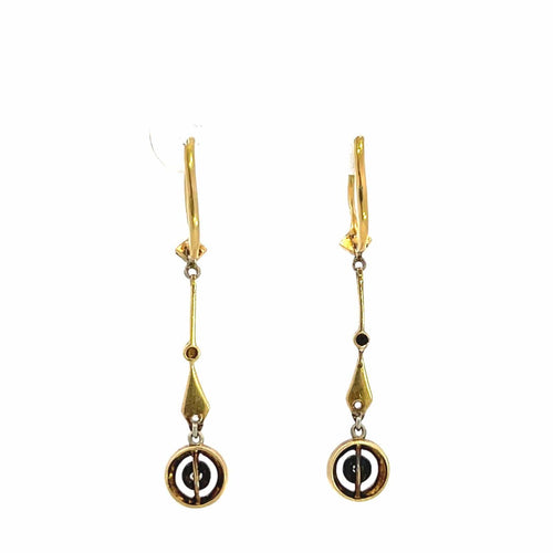 Boucles d'oreilles Boucles d'oreilles pendantes victoriennes en or 18 ct, platine et diamants 58 Facettes