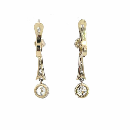 Boucles d'oreilles Boucles d'oreilles pendantes édouardiennes en or, platine et diamants 58 Facettes