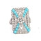 Bague 56 Style Art déco - Bague en platine avec diamants et turquoise 58 Facettes