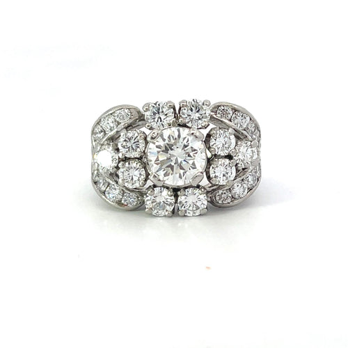 Bague 46 Bague rétro en platine et diamants 58 Facettes