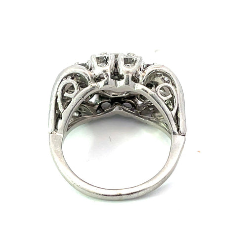 Bague 46 Bague rétro en platine et diamants 58 Facettes